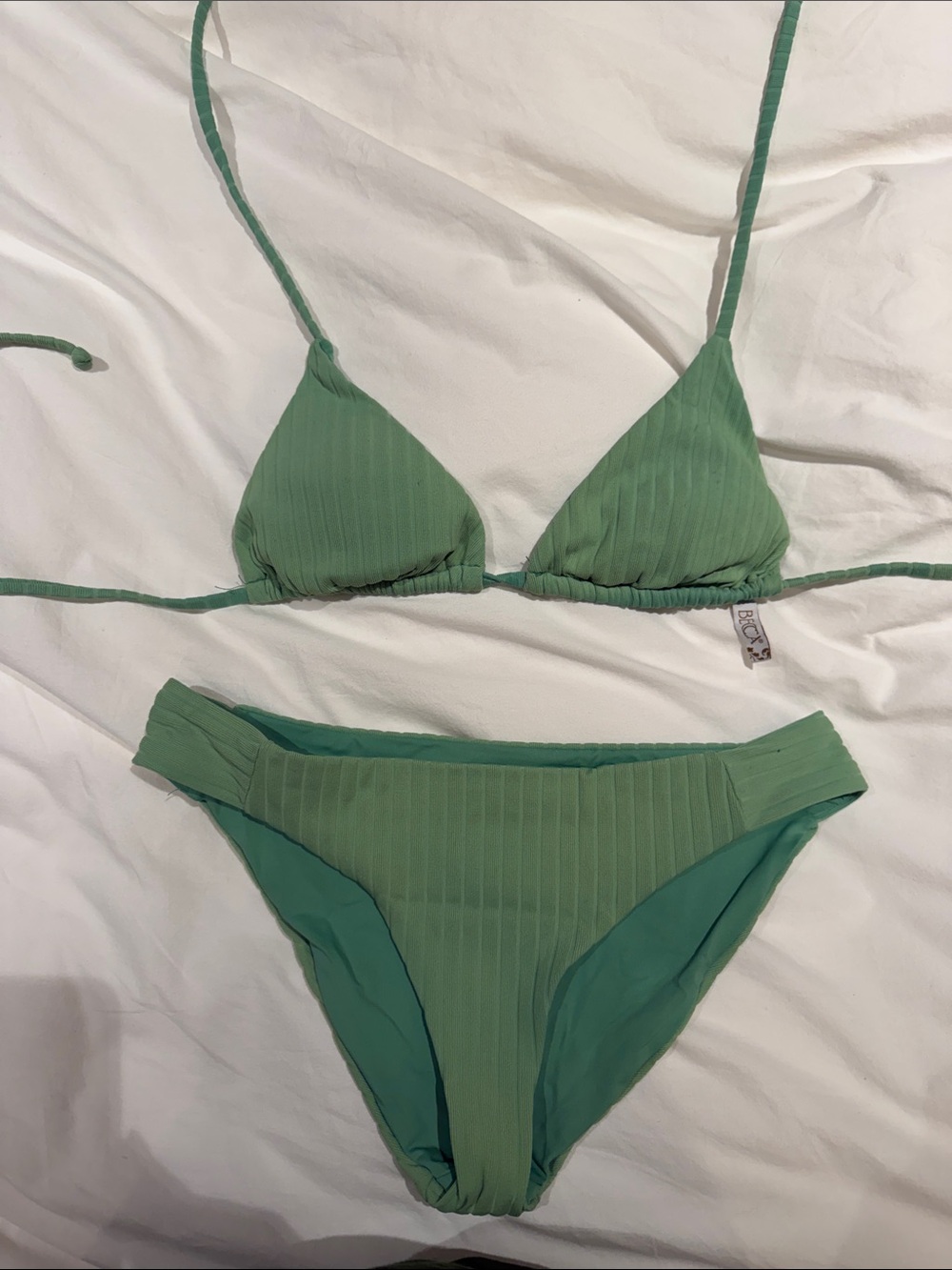 BECCA Sage Green Ribbed Triangle Bikini